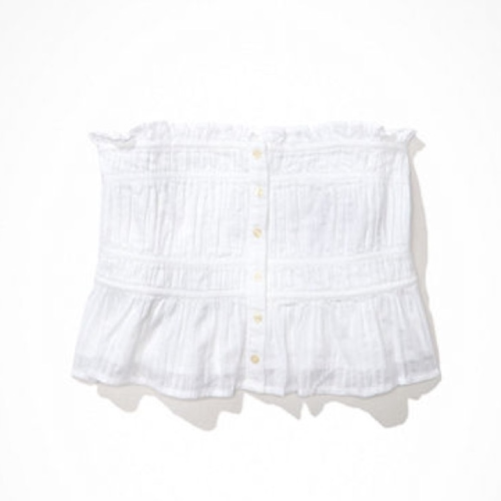 VACATION VIBES NWT American Eagle White Smocked Tube Top size L